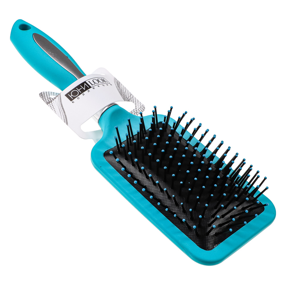 Расческа массажная тм ЮНИLOOK, пластик, силикон, 25,5см, 2 цвета, арт.№ 356-197