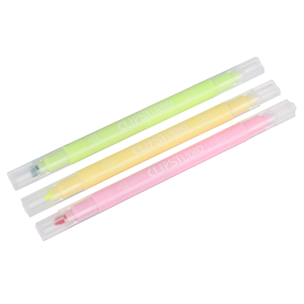 Набор маркеров-выделителей ClipStudio "Пиши-стирай", круглый корпус, линия 3мм, 3 цв, ПВХ коробка, арт.№ 613-027