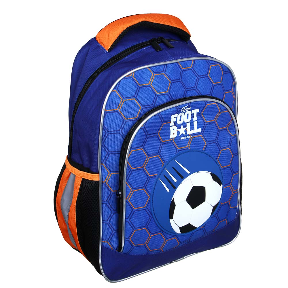 FLOMIK Рюкзак школьный 39х30х22см, "Футбол", 1 отд., 1 передний, 2 бок. карм., эрг.спинка, упл.лям., арт.№ 524-236
