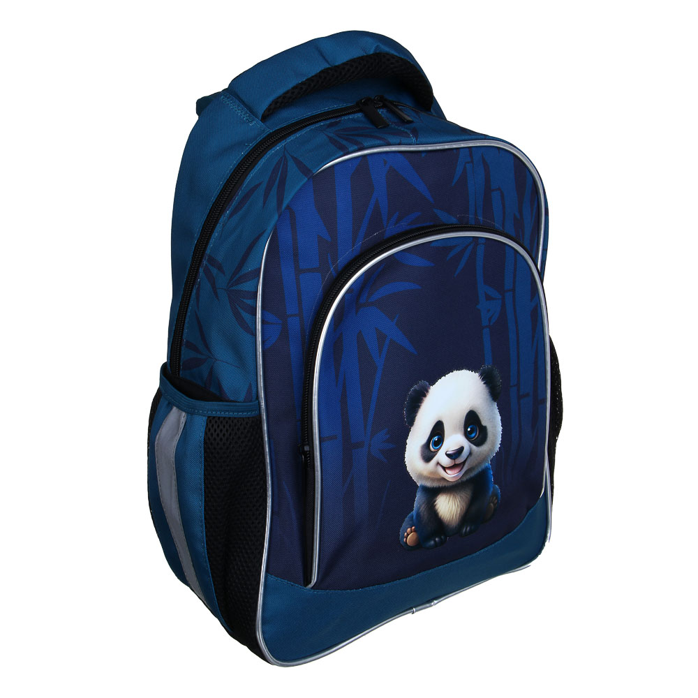 Рюкзак школьный 39х30х22 см "Панда" FLOMIK, 1 отделение, 1 передний, 2 боковых кармана, эргономичная спинка, уплотненные лямки, арт.№ 524-238