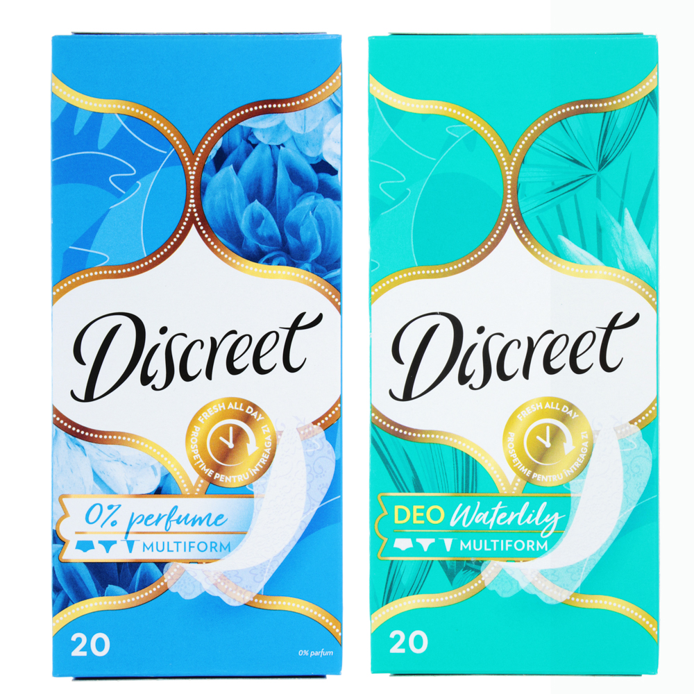 Прокладки ежедневные DISCREET 2 вида, к/у, 20шт, арт.№ 941-060