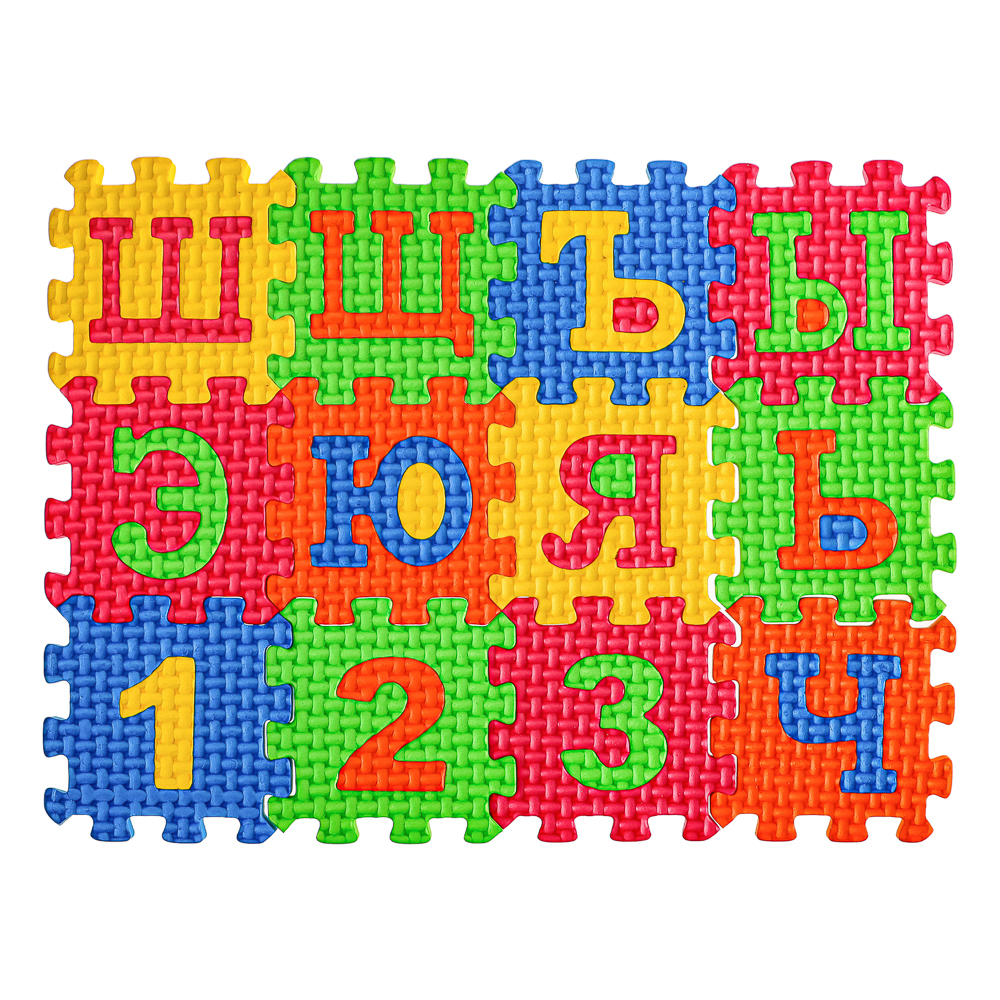 Коврик-пазл "Цифры/Буквы/Фигуры" 36 элементов, ЭВА, 20х15х2,5см, 3 дизайна, арт.№ 272-603