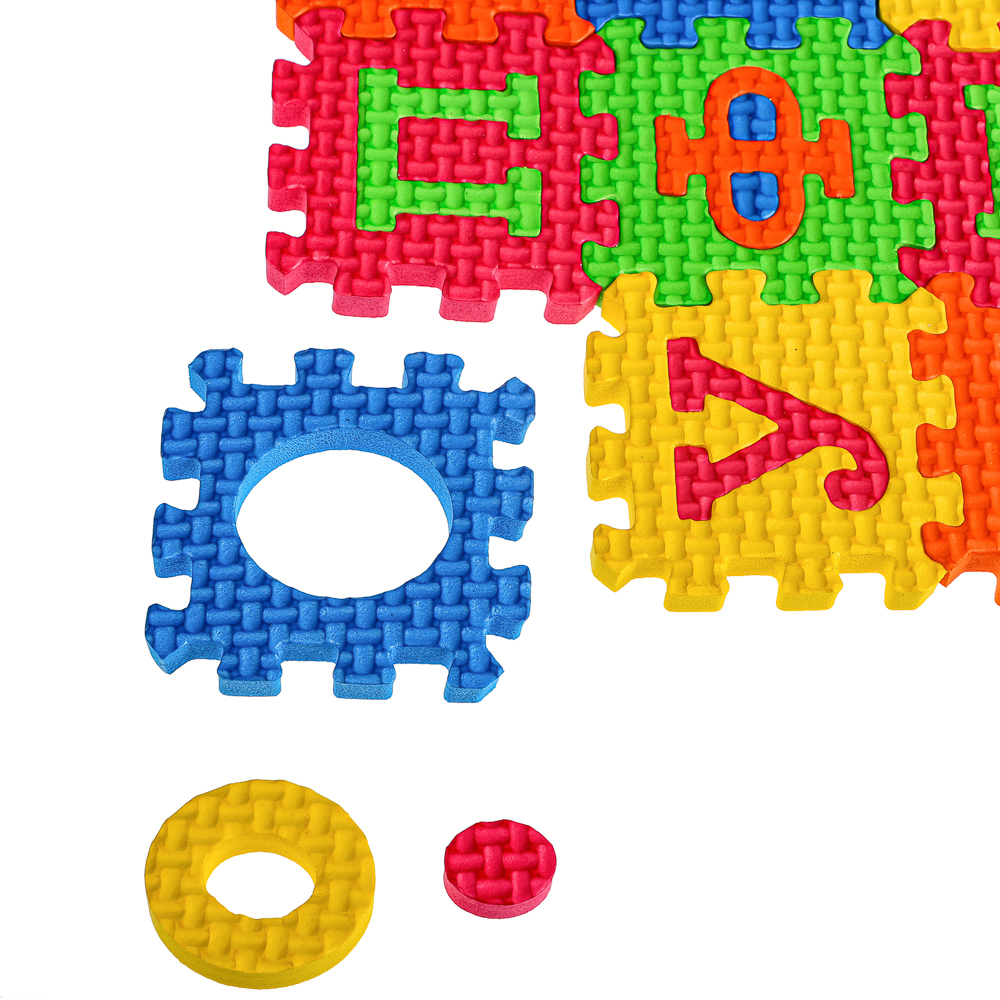 Коврик-пазл "Цифры/Буквы/Фигуры" 36 элементов, ЭВА, 20х15х2,5см, 3 дизайна, арт.№ 272-603