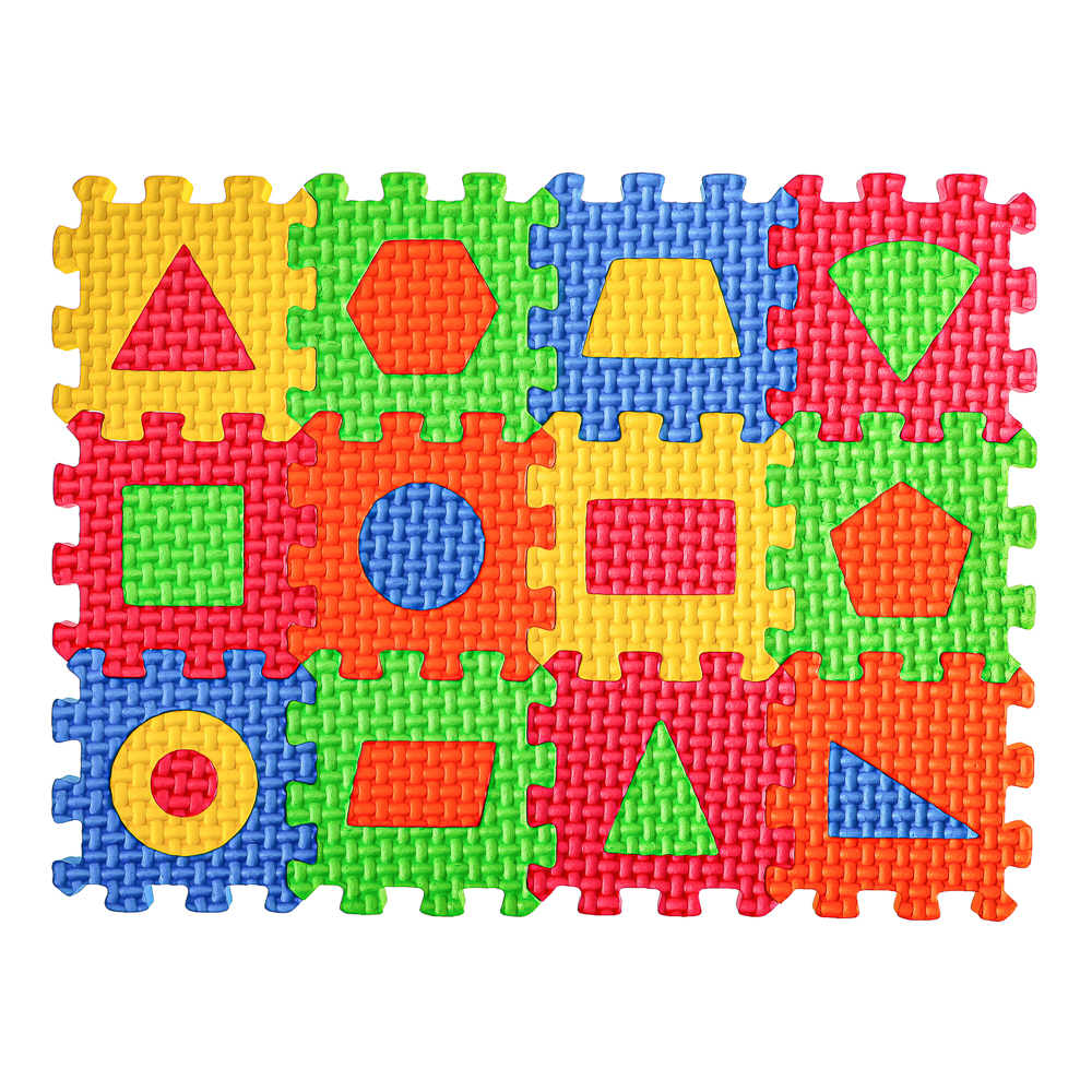 Коврик-пазл "Цифры/Буквы/Фигуры" 36 элементов, ЭВА, 20х15х2,5см, 3 дизайна, арт.№ 272-603