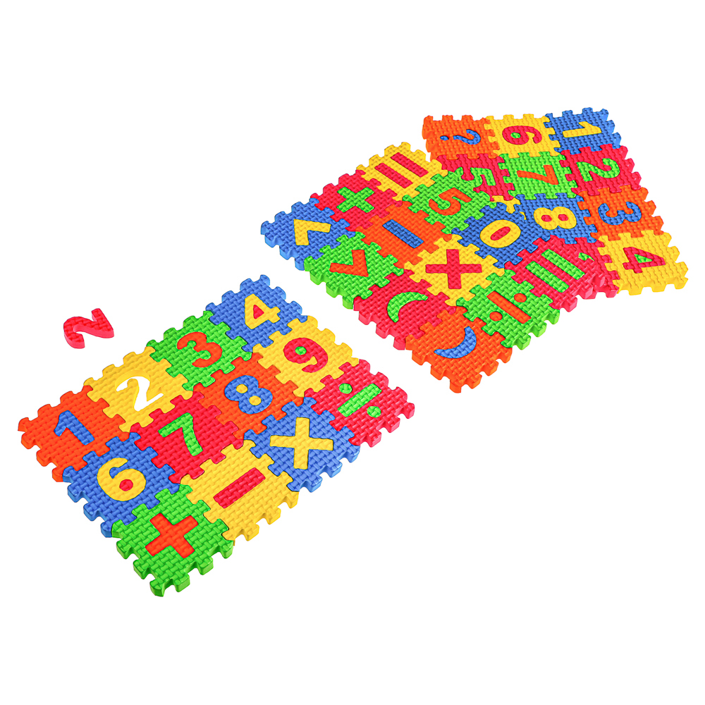 Коврик-пазл "Цифры/Буквы/Фигуры" 36 элементов, ЭВА, 20х15х2,5см, 3 дизайна, арт.№ 272-603