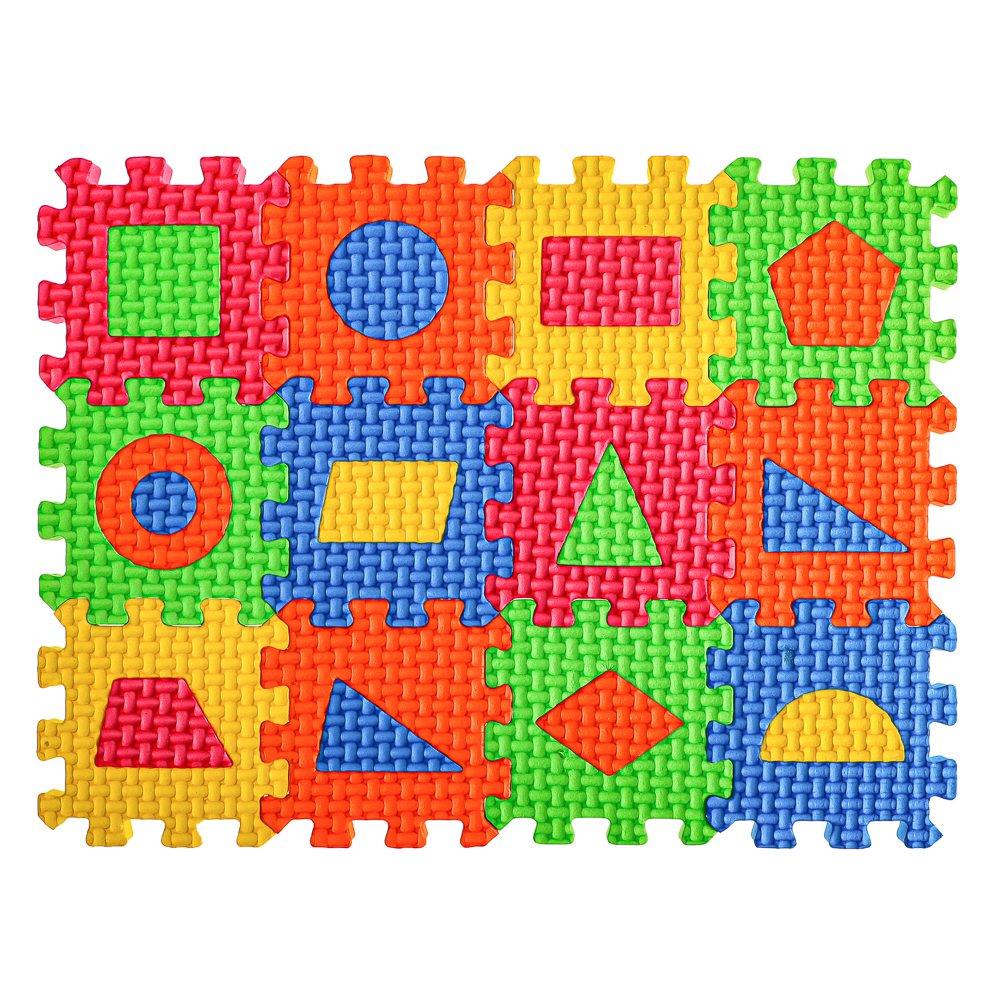 Коврик-пазл "Цифры/Буквы/Фигуры" 36 элементов, ЭВА, 20х15х2,5см, 3 дизайна, арт.№ 272-603