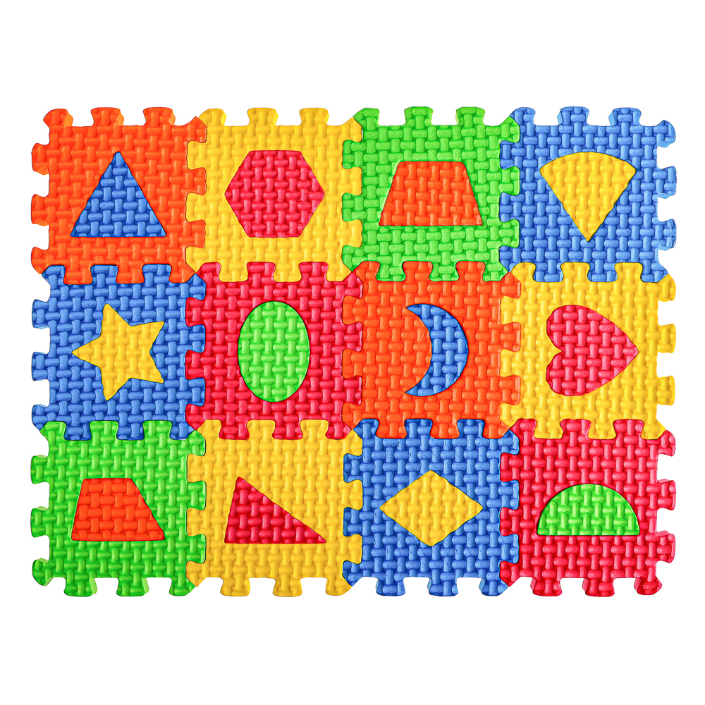 Коврик-пазл "Цифры/Буквы/Фигуры" 36 элементов, ЭВА, 20х15х2,5см, 3 дизайна, арт.№ 272-603