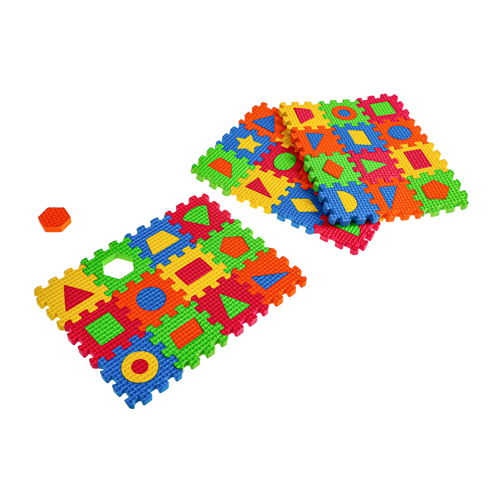 Коврик-пазл "Цифры/Буквы/Фигуры" 36 элементов, ЭВА, 20х15х2,5см, 3 дизайна, арт.№ 272-603