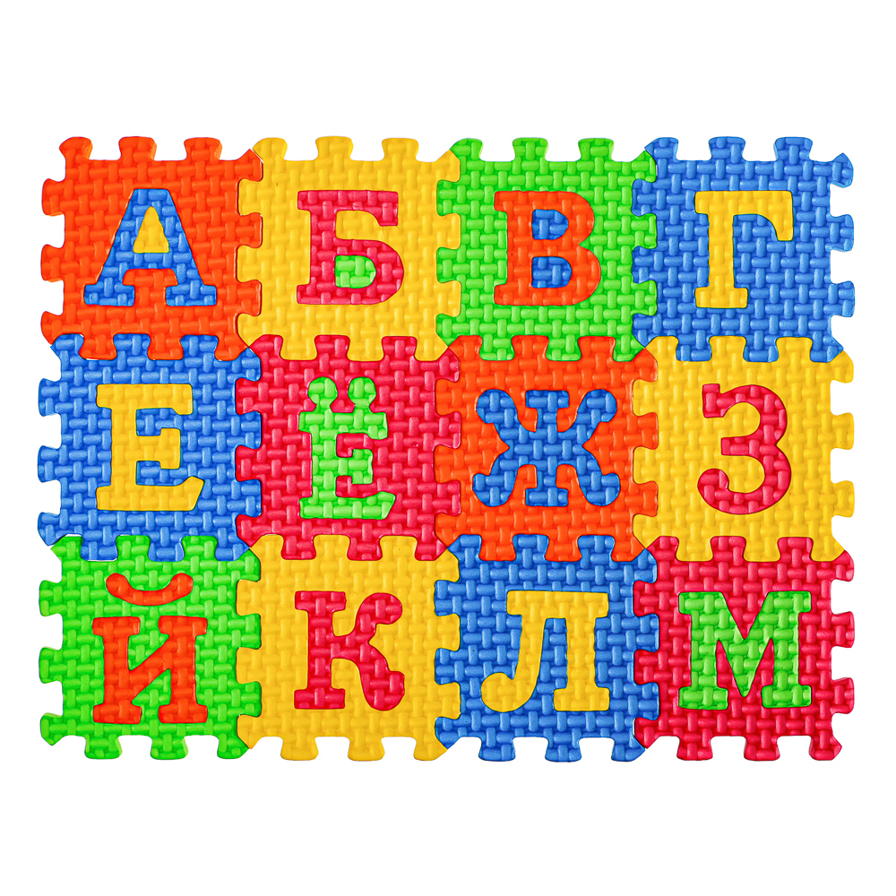 Коврик-пазл "Цифры/Буквы/Фигуры" 36 элементов, ЭВА, 20х15х2,5см, 3 дизайна, арт.№ 272-603