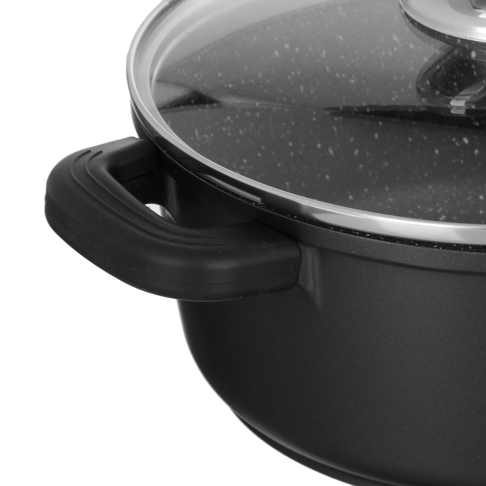 Кастрюля с крышкой 2 л, d20х9 см SATOSHI Лион, антипригарное покрытие мрамор, силиконовые протекторы ручек, индукция, арт.№ 846-404