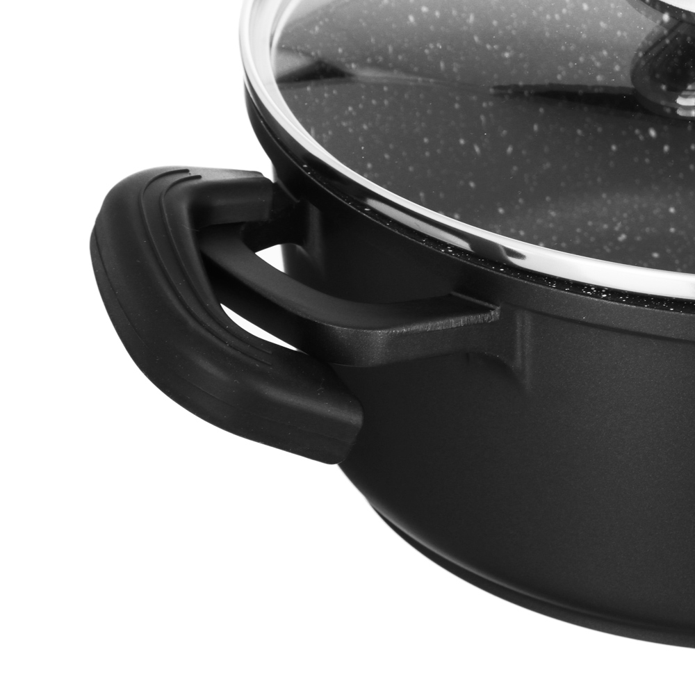 Кастрюля с крышкой 2 л, d20х9 см SATOSHI Лион, антипригарное покрытие мрамор, силиконовые протекторы ручек, индукция, арт.№ 846-404