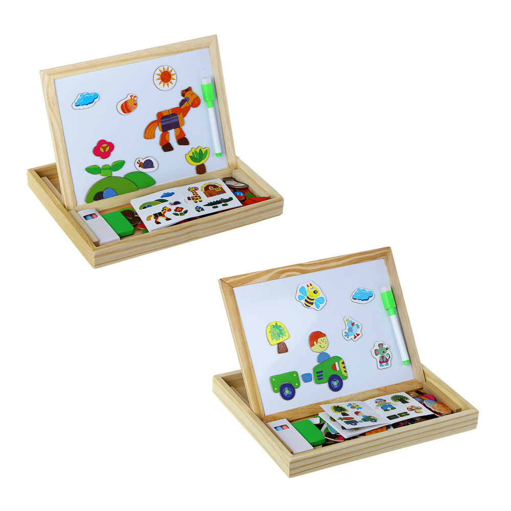 ХОББИХИТ Набор развивающий с магнитами, дерево, магнит, картон, мел, 31x23,5x3см, 2 дизайна, арт.№ 262-455
