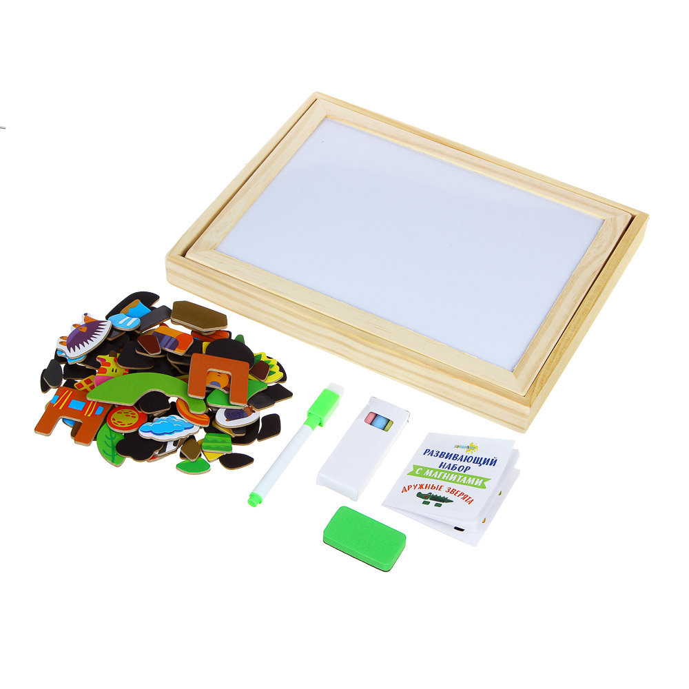 ХОББИХИТ Набор развивающий с магнитами, дерево, магнит, картон, мел, 31x23,5x3см, 2 дизайна, арт.№ 262-455