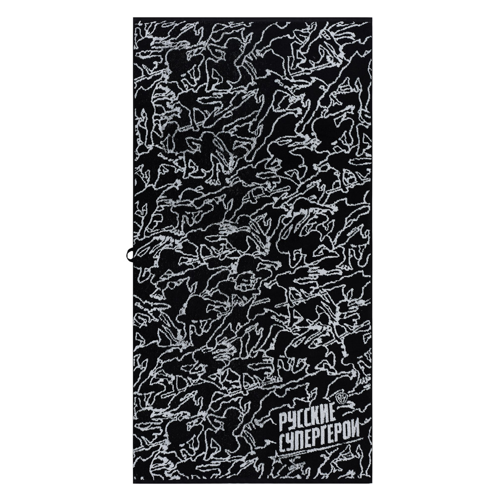 BY Русские Супергерои Полотенце махровое, 100% хлопок, 70х140см, 450гр/м, черно-белый, арт.№ 484-169