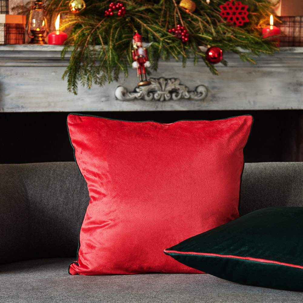 PROVANCE Асти Чехол для подушки велюр 45х45см, 100% полиэстер, красный, арт.№ 492-139