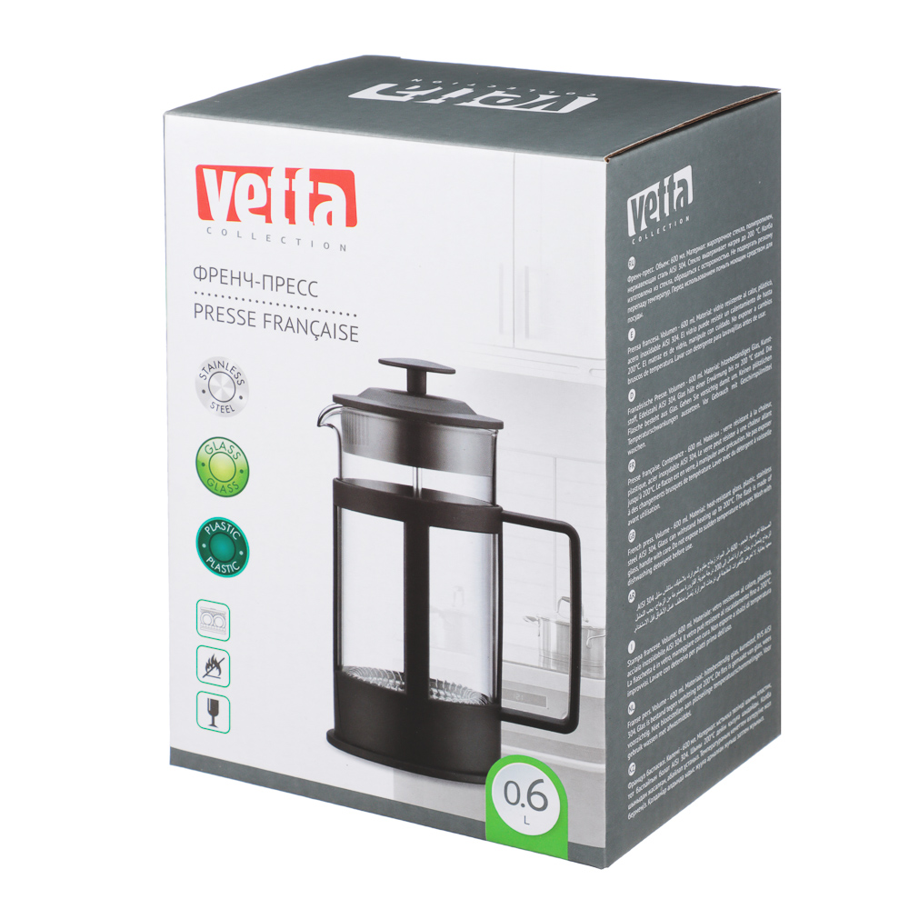VETTA Мелана Френч-пресс пластик, стекло, 600мл, арт.№ 850-252