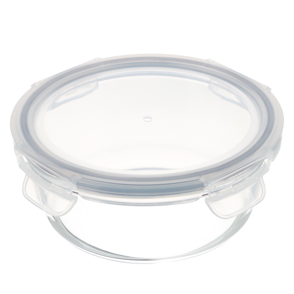 VETTA Контейнер для продуктов на защелках 600мл круглый, жаропрочное стекло, арт.№ 825-013