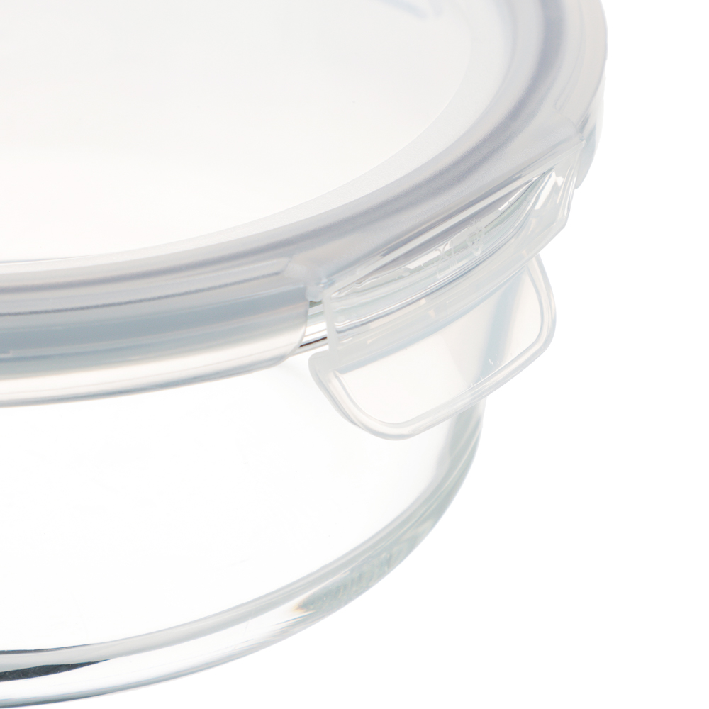 VETTA Контейнер для продуктов на защелках 600мл круглый, жаропрочное стекло, арт.№ 825-013