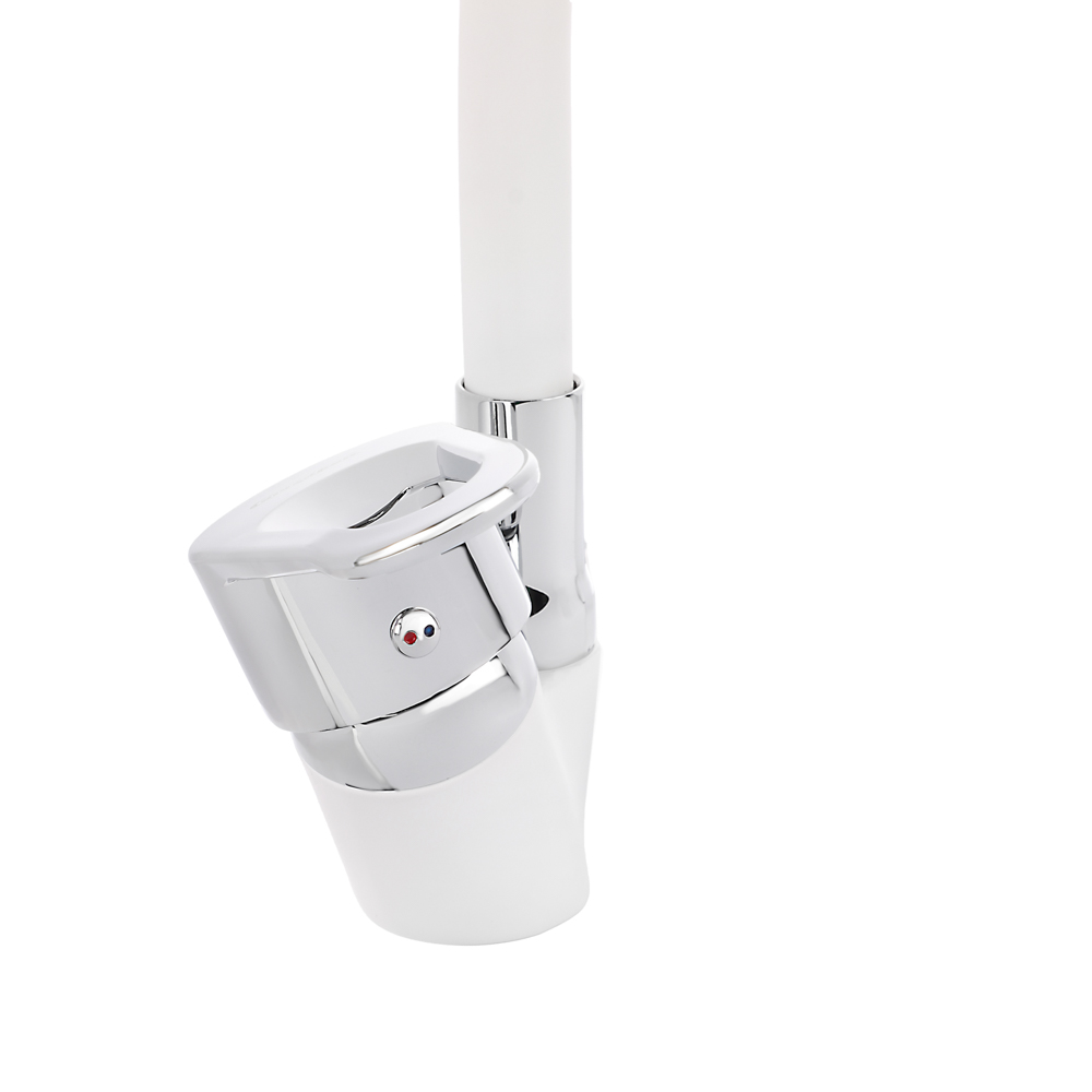 СоюзКран Смеситель для кухни, гибкий излив, керам. картридж 40мм, белый/хром, цинк, SK01-F125, арт.№ 567-164