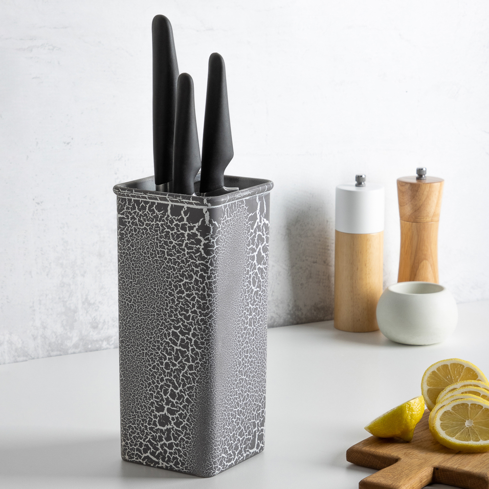 SATOSHI Подставка для ножей с полипропиленовыми разделителями, 10x10x22,5см, квадратная, SH-003, арт.№ 838-024