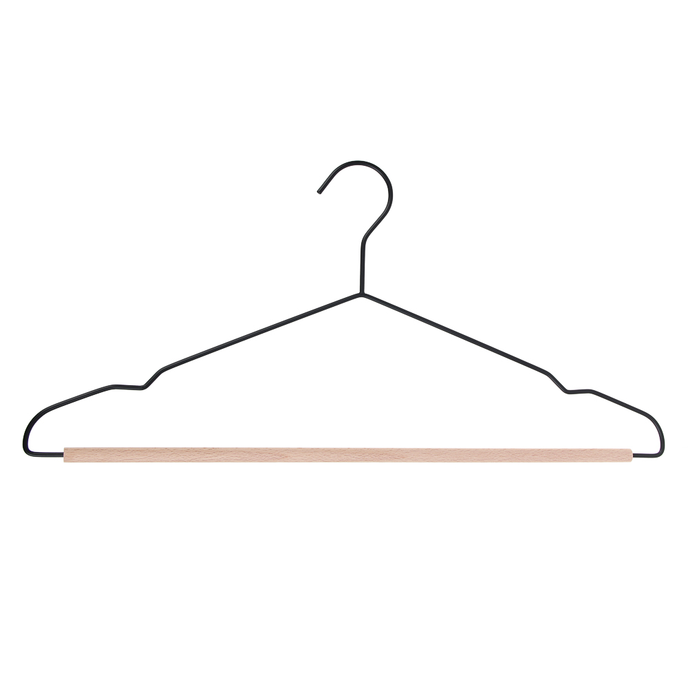Вешалка для одежды тм VETTA, 41х19,5х0,3 см, металл, дерево, цвет черный, арт.№ 456-147