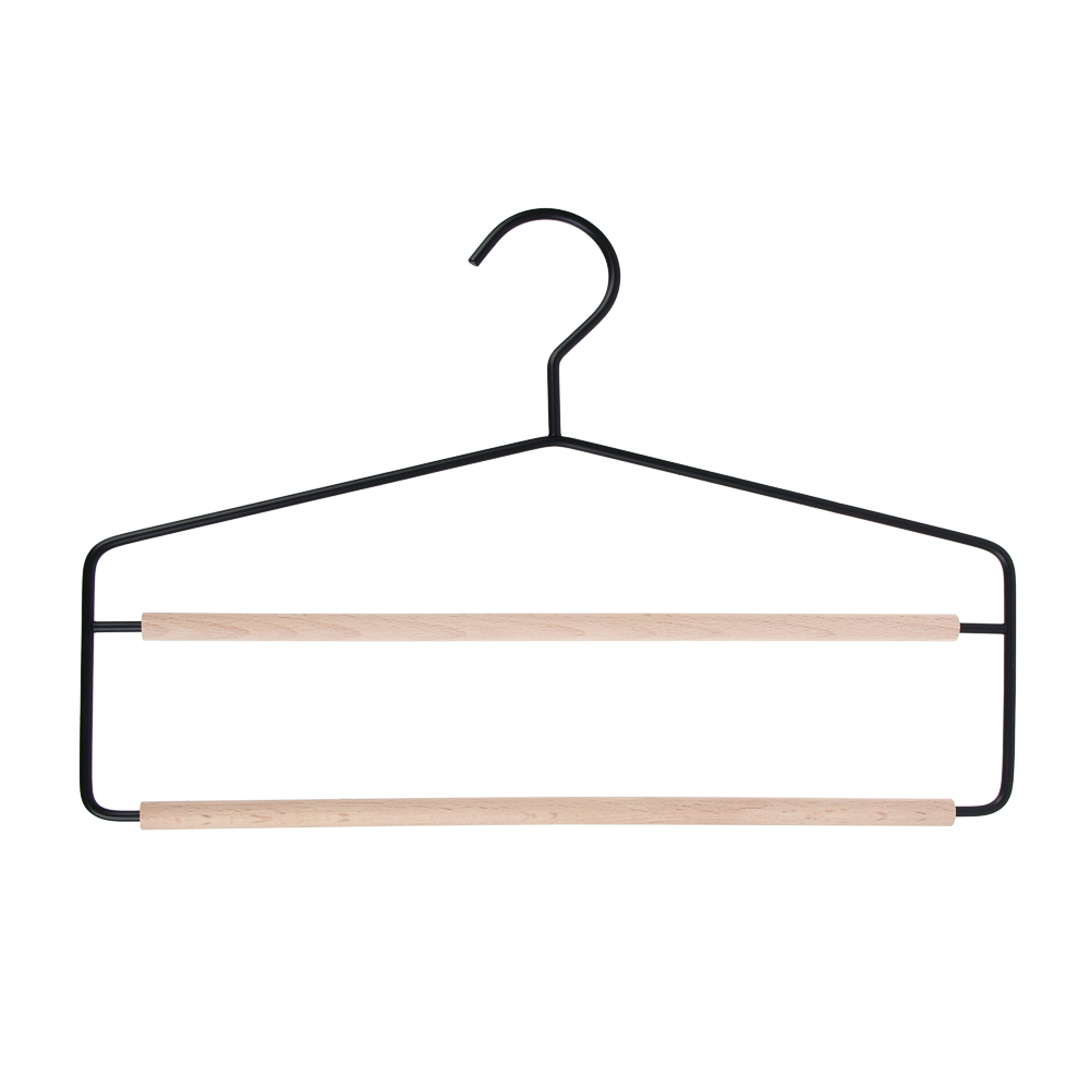 VETTA Вешалка-органайзер, 2 уровня, 34.5х25.5х0.8 см, металл, дерево, черный глянец, арт.№ 456-150