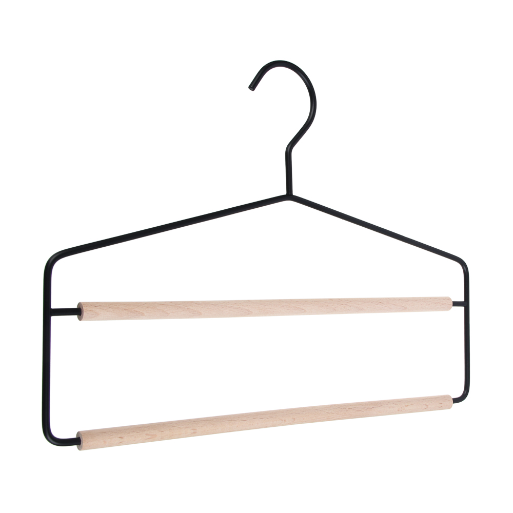 VETTA Вешалка-органайзер, 2 уровня, 34.5х25.5х0.8 см, металл, дерево, черный глянец, арт.№ 456-150