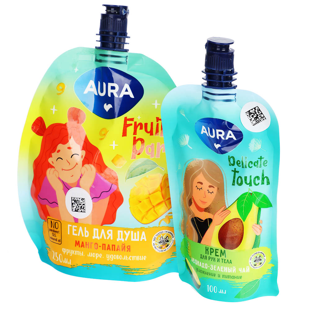 Подарочный набор женский AURA:Гель д/душа,250 мл+Крем д/рук и тела,100мл, арт.№ 937-175