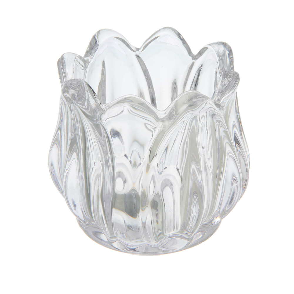 Подсвечник тм LADECOR "Цветок тюльпана" стеклянный, 7x7x6,7 см, арт.№ 477-259