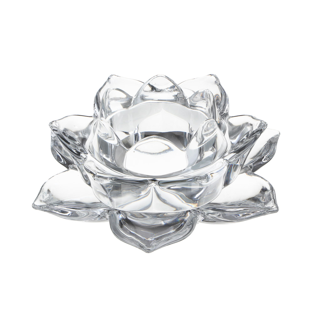 Подсвечник тм LADECOR "Цветок лотоса" стеклянный, 12,5x12,5x5 см, арт.№ 477-260