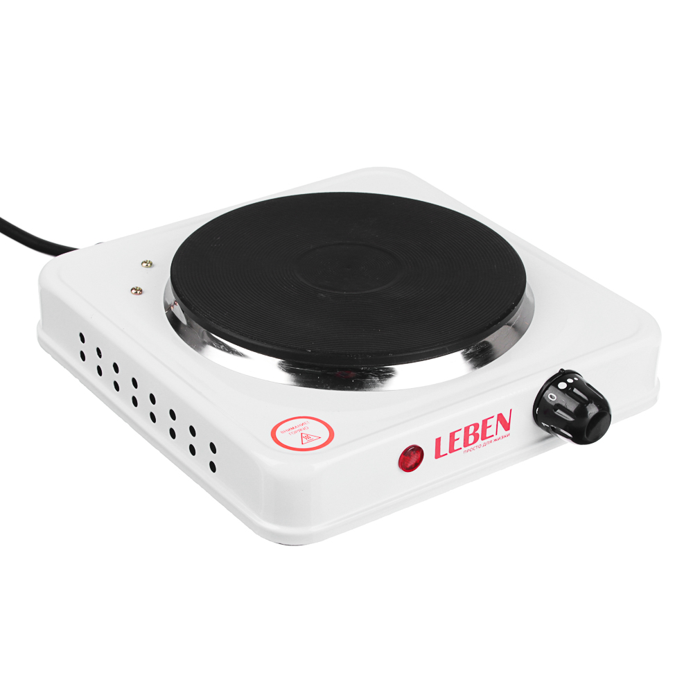 LEBEN Плитка электрическая одноконфорочная 1000Вт нагр. эл. диск d15,5см, арт.№ 475-038