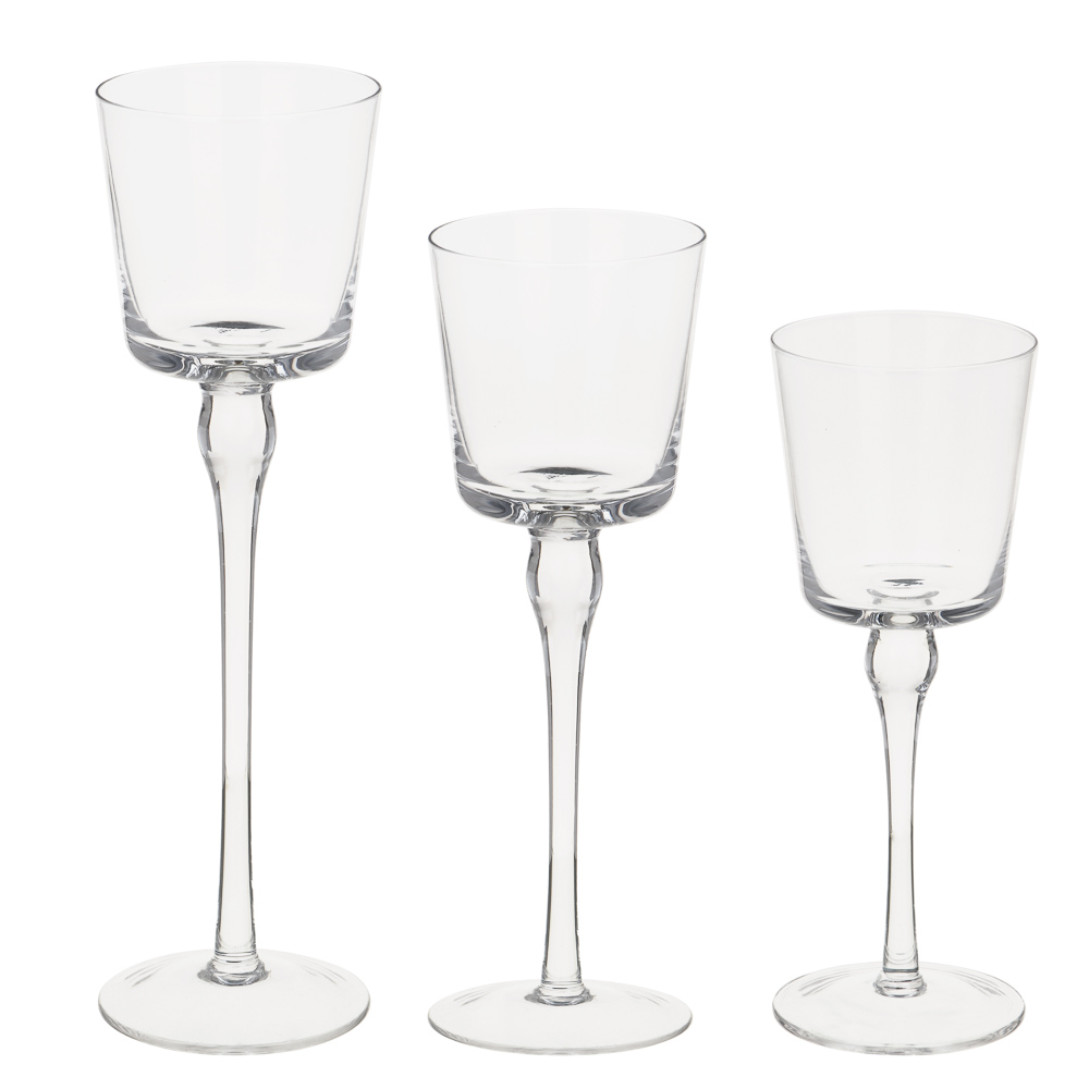 Набор из 3-х подсвечников, 20см, 23см, 26см, стекло, арт.76, арт.№ 477-221