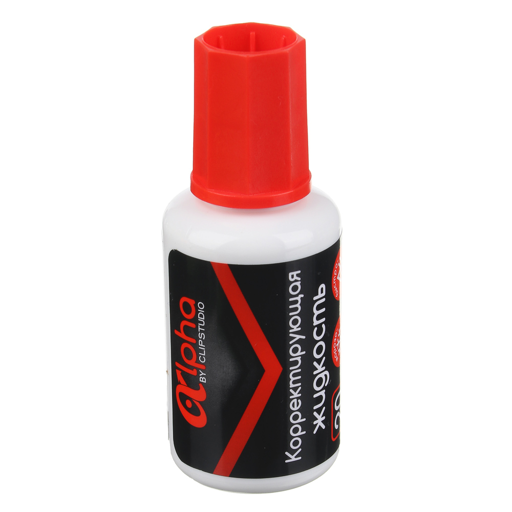Корректирующая жидкость ClipStudio Альфа в бутылочке с кисточкой 20 мл, быстросох, морозоустойчивая, арт.№ 587-006