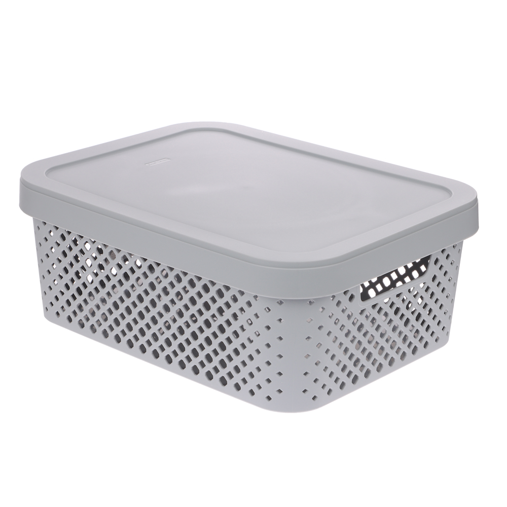 Корзинка для хранения с крышкой Plast Team STOCKHOLM, 10 л серый шторм, арт.№ 457-839