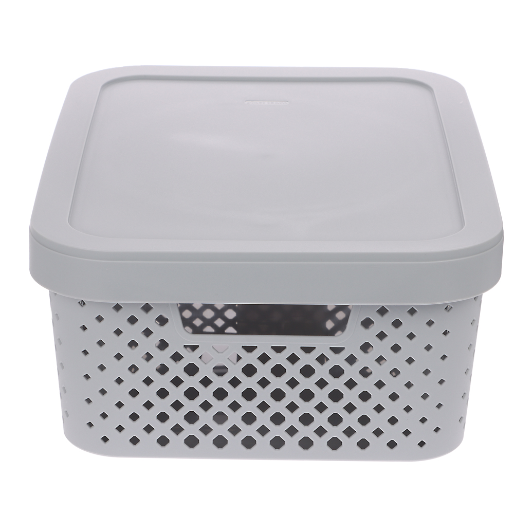 Корзинка для хранения с крышкой Plast Team STOCKHOLM, 10 л серый шторм, арт.№ 457-839