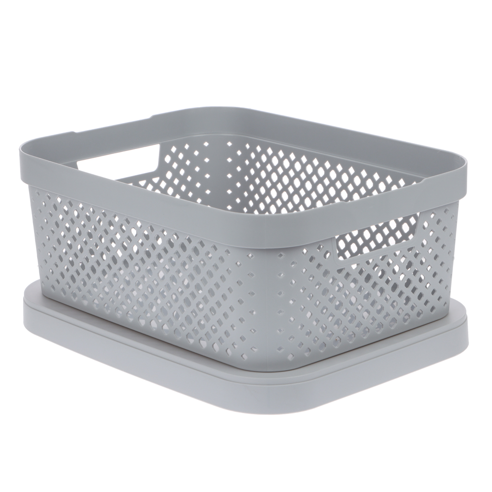 Корзинка для хранения с крышкой Plast Team STOCKHOLM, 10 л серый шторм, арт.№ 457-839