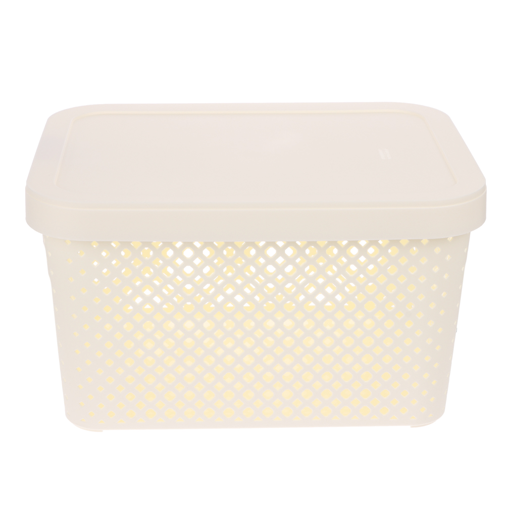 Корзина для хранения с крышкой Plast Team STOCKHOLM, 15 л молочный туман, арт.№ 457-840