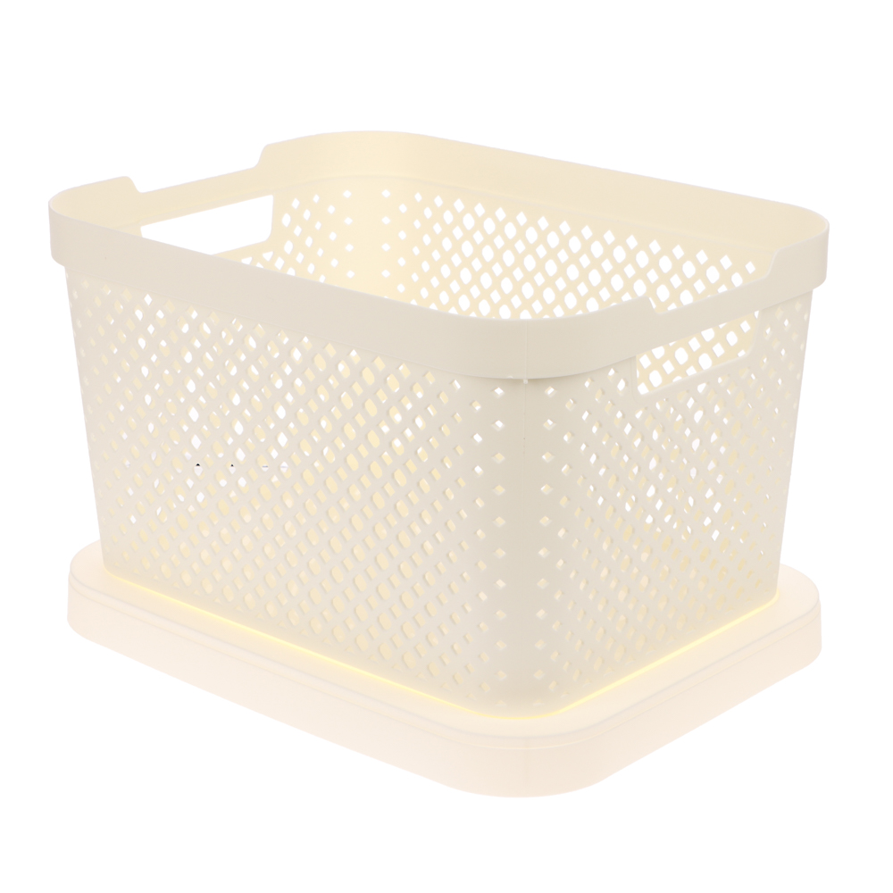 Корзина для хранения с крышкой Plast Team STOCKHOLM, 15 л молочный туман, арт.№ 457-840