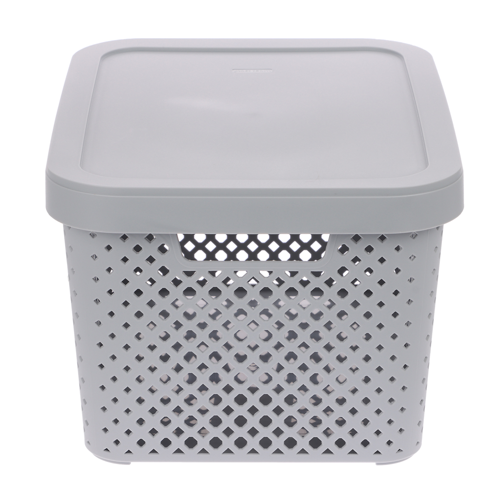 Корзина для хранения с крышкой Plast Team STOCKHOLM, 15 л серый шторм, арт.№ 457-841