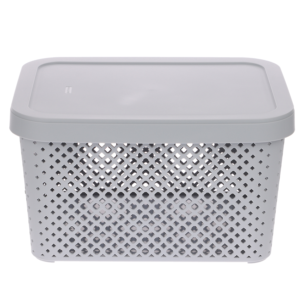 Корзина для хранения с крышкой Plast Team STOCKHOLM, 15 л серый шторм, арт.№ 457-841