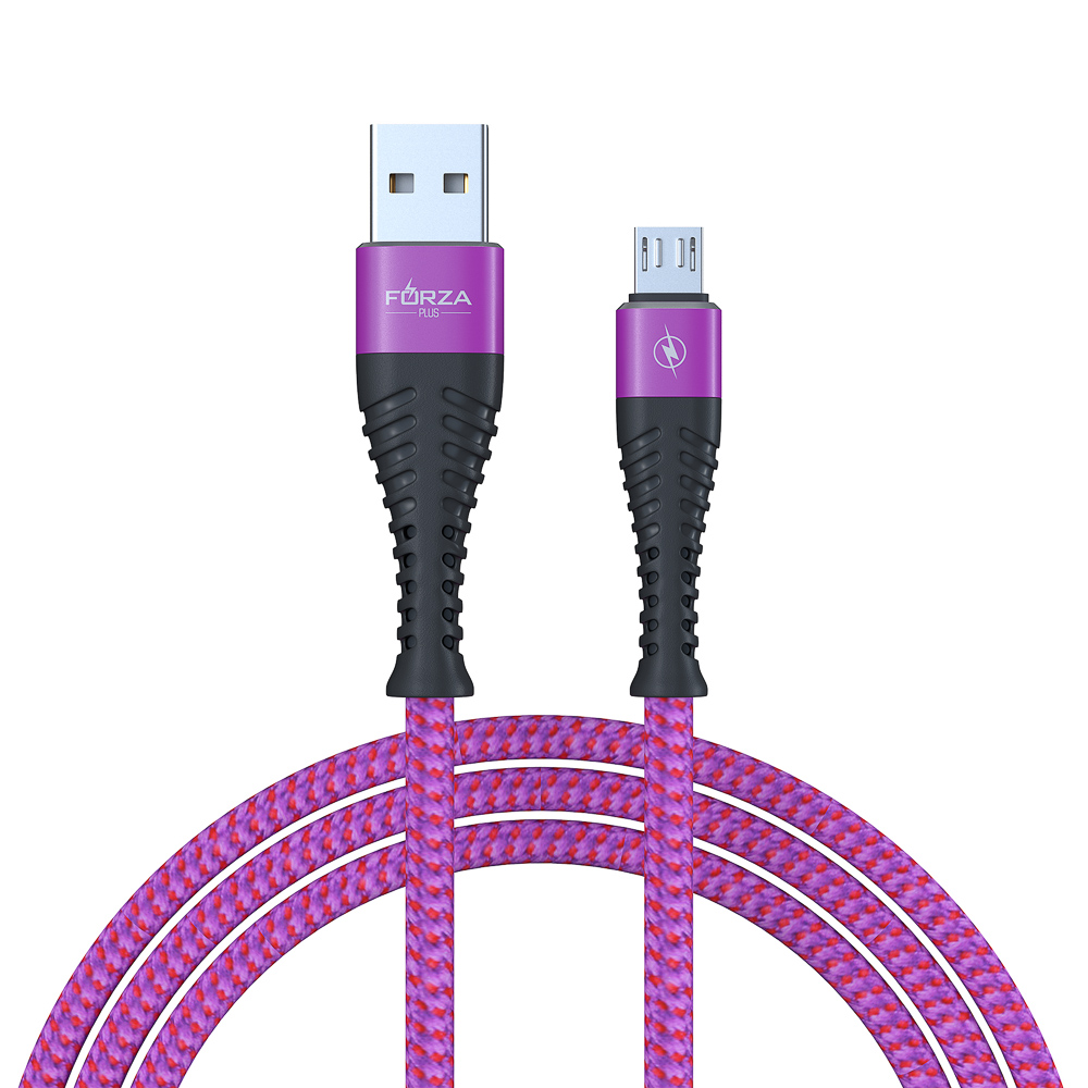 Кабель для зарядки USB(A)-microUSB FORZA Венеция, 1м, 2А, тканевая оплётка, 3 цвета, пакет, арт.№ 916-227