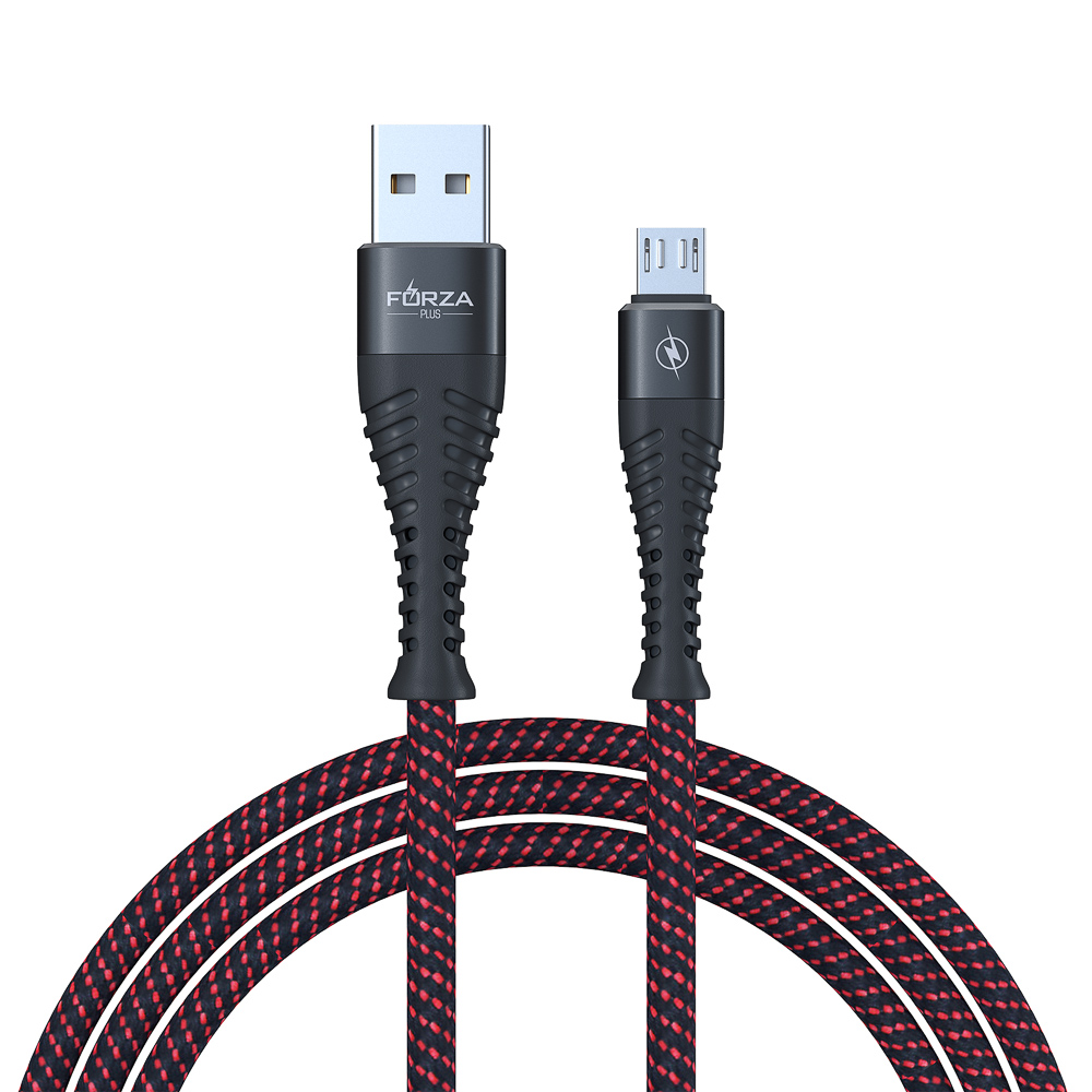 Кабель для зарядки USB(A)-microUSB FORZA Венеция, 1м, 2А, тканевая оплётка, 3 цвета, пакет, арт.№ 916-227