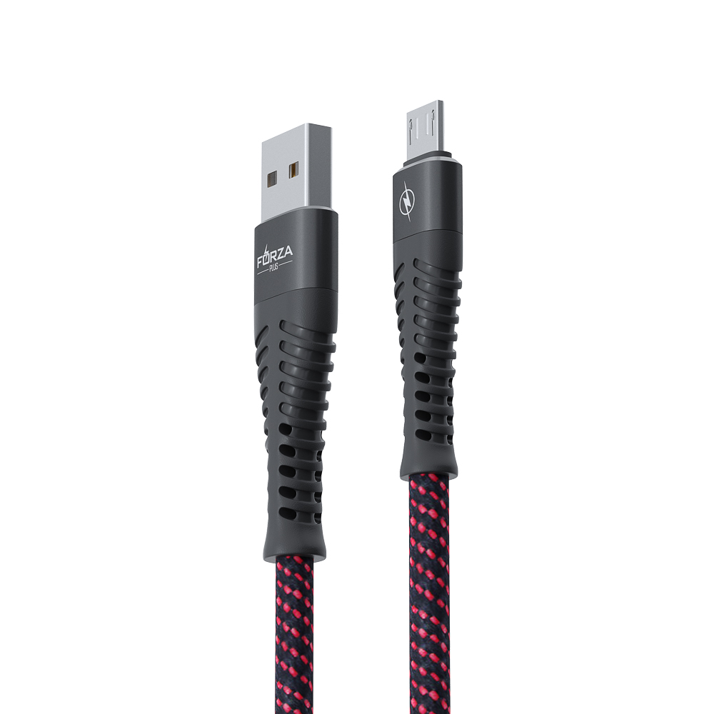 Кабель для зарядки USB(A)-microUSB FORZA Венеция, 1м, 2А, тканевая оплётка, 3 цвета, пакет, арт.№ 916-227