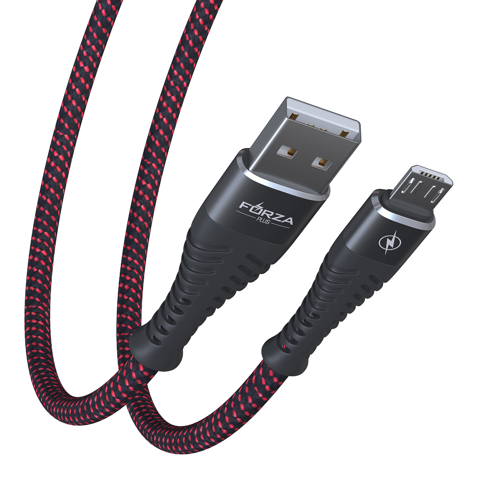 Кабель для зарядки USB(A)-microUSB FORZA Венеция, 1м, 2А, тканевая оплётка, 3 цвета, пакет, арт.№ 916-227