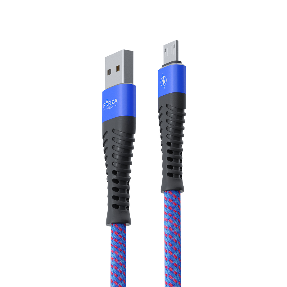 Кабель для зарядки USB(A)-microUSB FORZA Венеция, 1м, 2А, тканевая оплётка, 3 цвета, пакет, арт.№ 916-227