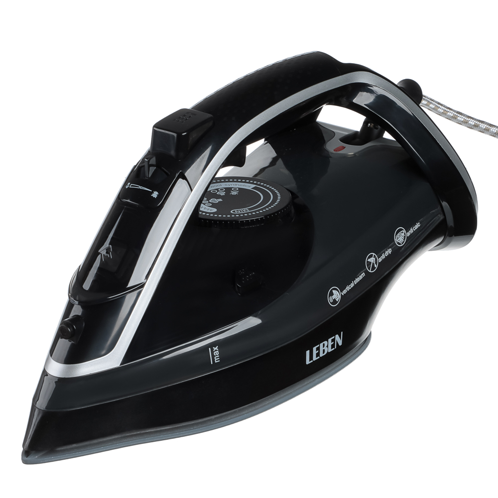 LEBEN Утюг 3000ВТ керамич покрытие, антикапля, антинакипь, шнур1,8м, арт.№ 249-053