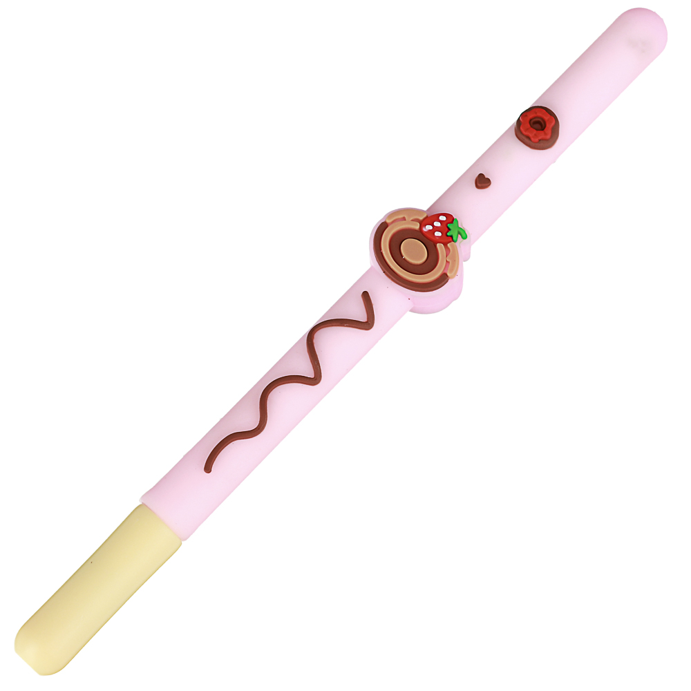 Ручка гелевая синяя, с объемным изображением сладостей, прорезиненный корпус, пластик, 15см, 5 диз., арт.№ 591-056