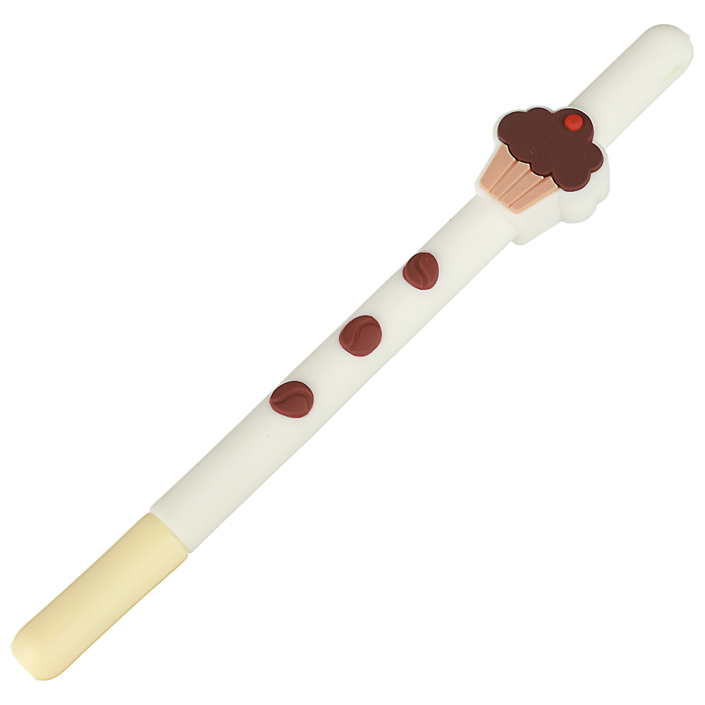 Ручка гелевая синяя, с объемным изображением сладостей, прорезиненный корпус, пластик, 15см, 5 диз., арт.№ 591-056