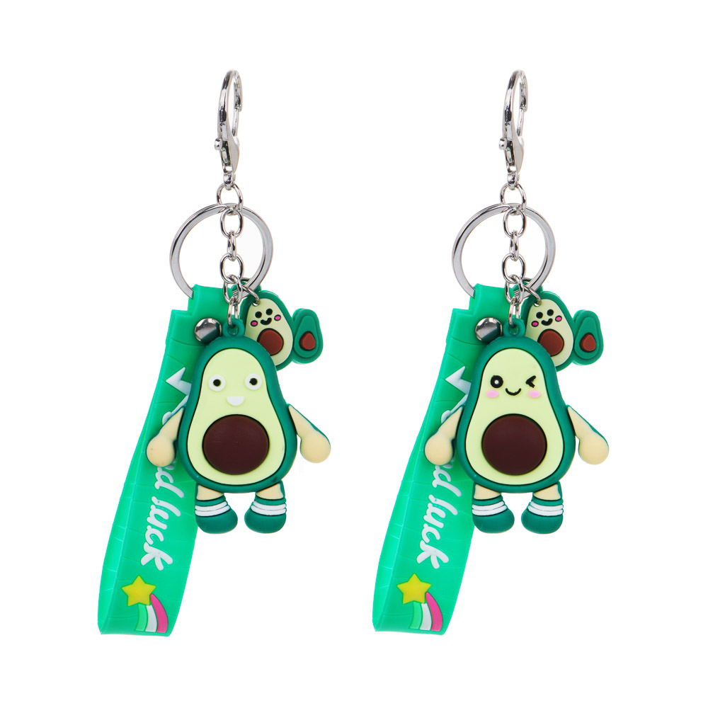 Брелок 6x5 см, в форме авокадо, пластик, метал. цепь, кольцо, карабин, пласт.петля,пакет, 2 дизайна, арт.№ 095-042