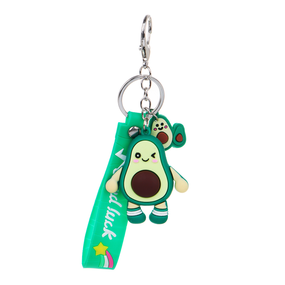 Брелок 6x5 см, в форме авокадо, пластик, метал. цепь, кольцо, карабин, пласт.петля,пакет, 2 дизайна, арт.№ 095-042